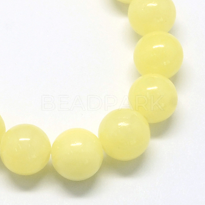 Natural Dyed Yellow Jade Gemstone Bead Strands G-R271-6mm-Y06-1