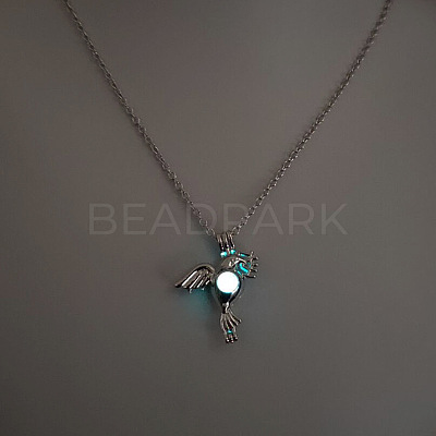 Alloy with Luminous Resin Bead Inside Pendant Necklaces for Women Men FS-WG4D5C2-17-1