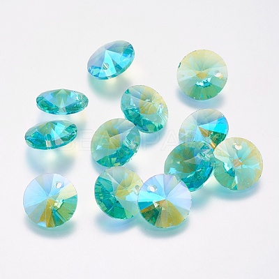Faceted Glass Rhinestone Charms RGLA-F049-8mm-202PS-1