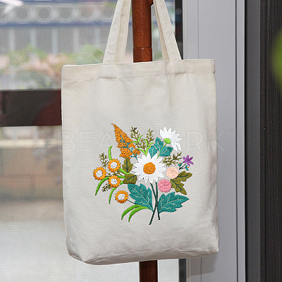 DIY Flower Pattern Tote Bag Embroidery Kit PW22121378349-1