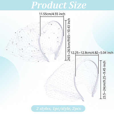 2Pcs 2 Colors Mesh Veil Cloth Hair Bands FIND-OC0003-95C-1