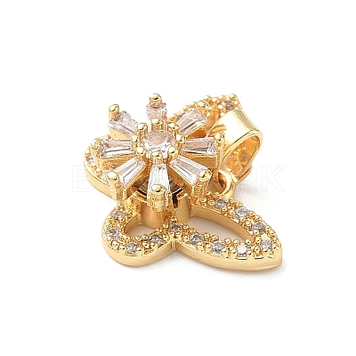 Brass Micro Pave Cubic Zirconia Rotating Pendants KK-M323-01E-G-1