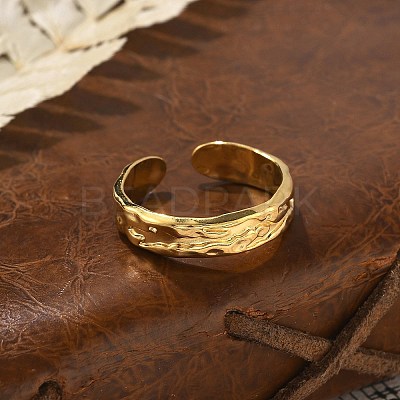 Textured 304 Stainless Steel Open Cuff Rings RJEW-R014-03G-02-1