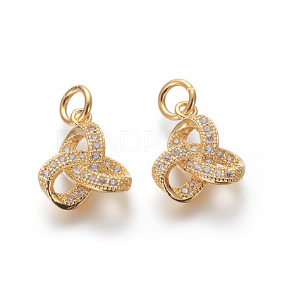 Brass Micro Pave Cubic Zirconia Pendants ZIRC-J021-21G-RS-1
