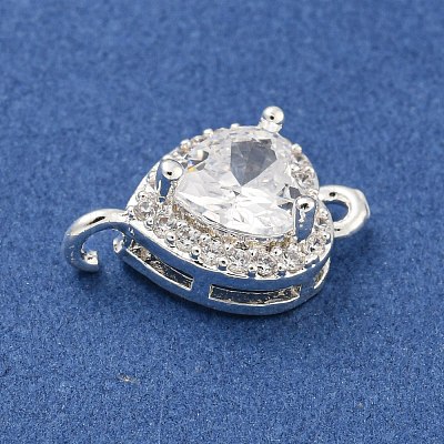 Brass Pave Cubic Zirconia Connector Charms KK-Z072-06S-02-1