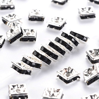Brass Rhinestone Spacer Beads X-RSB072-04S-1