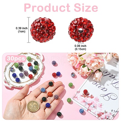 30Pcs Pave Disco Ball Beads RB-YW0001-14H-1