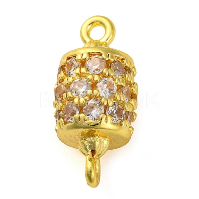 Brass Micro Pave Clear Cubic Zirconia Hollow Column Connector Charms KK-A230-05F-G-1