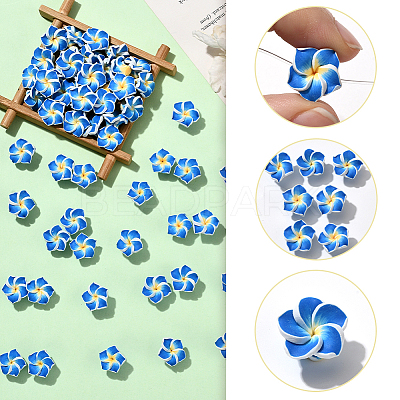 100Pcs Handmade Polymer Clay 3D Flower Plumeria Beads CLAY-SC0002-48A-1