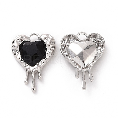 Rack Plating Alloy Glass Pendants X-FIND-I037-21P-03-1