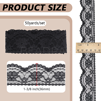 50Yards Polyester Lace Ribbons SRIB-PH0001-53B-1