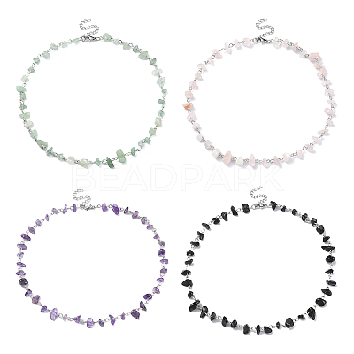 Natural Mixed Gemstone Chips Beaded Necklace NJEW-JN04311-1