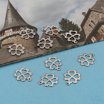 Tarnish Resistant 304 Stainless Steel Four Leaf Clover Charms Pendants STAS-M004-01-1