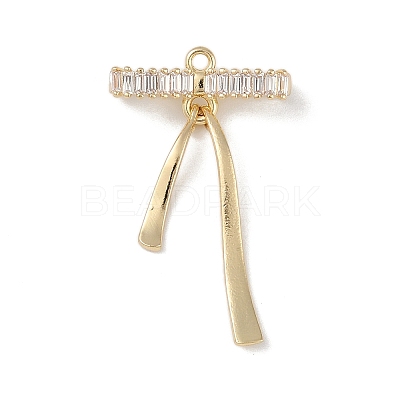Brass Micro Pave Clear Cubic Zirconia Pendants KK-Z065-02G-1
