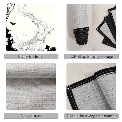 Rectangle with Halloween Themed Pattern Cotton Linen Cloth Table Mat AJEW-WH0196-008-1