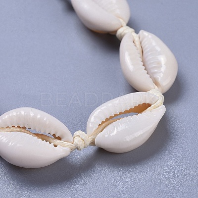 Adjustable Cowrie Shell Braided Bead Bracelets X-BJEW-JB04278-1