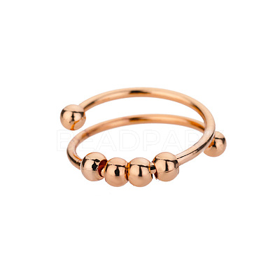 201 Stainless Steel Round Beaded Spinner Rings WG5F549-03-1