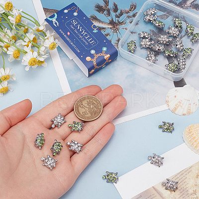 32Pcs 2 Colors Alloy Rhinestone Slide Charms FIND-SC0010-40-1