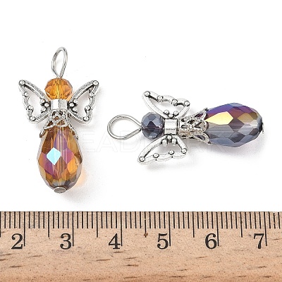 48Pcs 12 Color Electroplate Glass Pendants PALLOY-AB00111-1