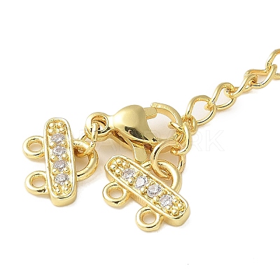 Brass Micro Pave Clear Cubic Zirconia End with Chains LS-KK-P290-24G-1