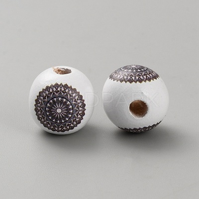 Printed Wood European Beads WOOD-CJC0001-20I-1