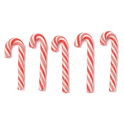 Christmas Candy Cane Handmade Polymer Clay Beads CLAY-P005-04B-1