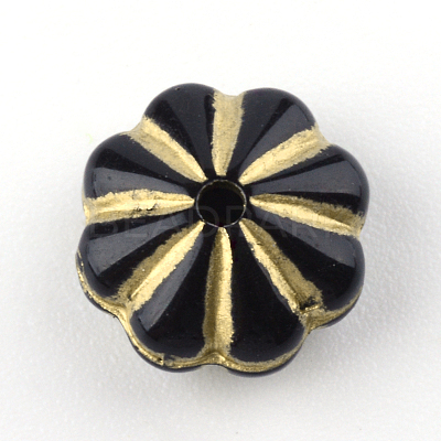 Flower Plating Acrylic Beads X-PACR-Q102-67B-1