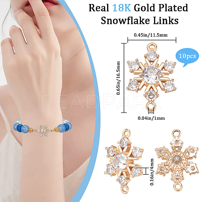 10Pcs Brass Micro Pave Clear Cubic Zirconia Connector Charms ZIRC-BBC0002-86A-1