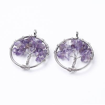 Natural Amethyst Pendants G-E419-03P-1