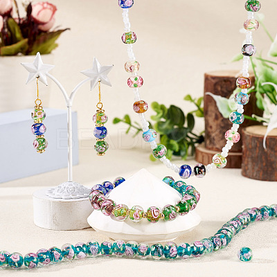 1 Strand Handmade Lampwork Inner Flower Rondelle Beads Strands LAMP-TA0002-72F-1