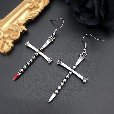 Halloween Cross Alloy Dangle Earrings FS-WG09240-01-1