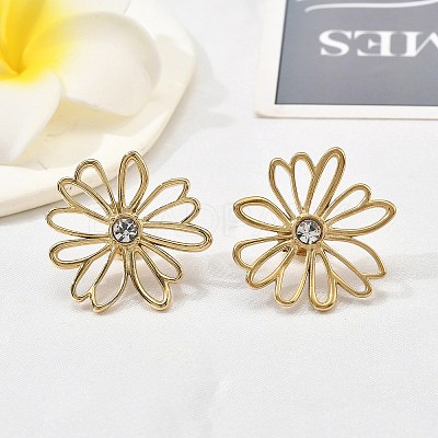 304 Stainless Steel Crystal Rhinestone Stud Earrings EJEW-G423-01G-1