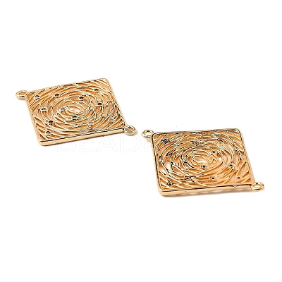 Brass Micro Pave Colorful Cubic Zirconia Hollow Connector Charms KK-K351-58A-G-1