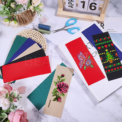 20Pcs 5 Colors Cotton Aida Cloth Bookmarks for Cross Stitch Making AJEW-GL0003-01-1