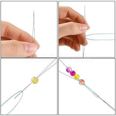 Iron Collapsible Big Eye Beading Needles X-ES001Y-S-75mm-01-1