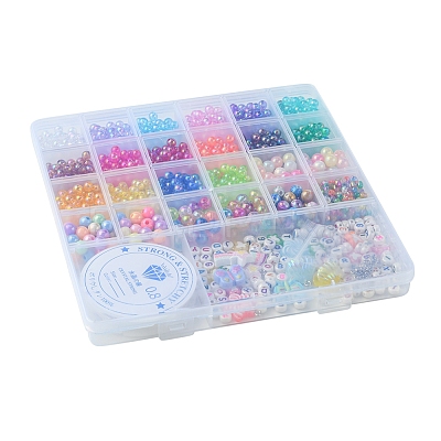 DIY Round & Flat Round with Letters Acrylic & Resin Bracelets Jewelry Making Kits DIY-FS0007-44-1