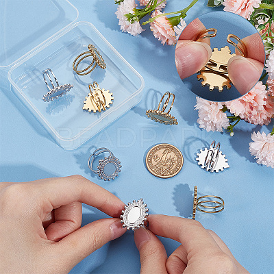 8Pcs 2 Colors 304 Stainless Steel Open Cuff Ring Components STAS-UN0056-94-1