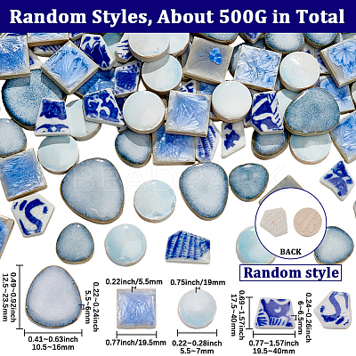500G 4 Styles Handmade Porcelain Cabochons PORC-SP0001-25-1
