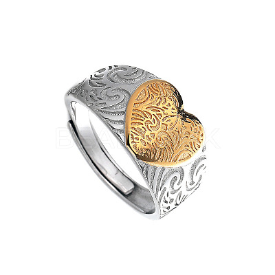 Heart Adjustable Brass Finger Rings WG5155F-01-1