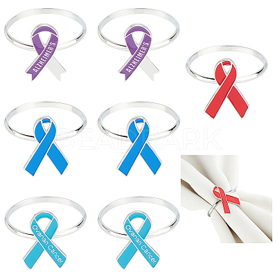 8Pcs 4 Style Alloy Enamel Napkin Rings DJEW-PH0001-18-1