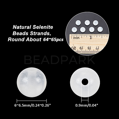 1 Strand Natural Selenite Beads Strands G-AR0005-51-1