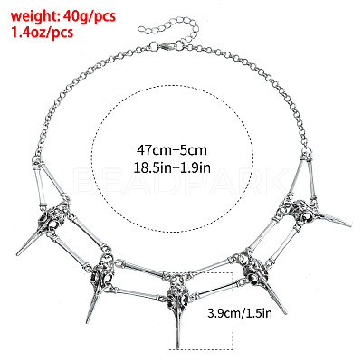 Vintage Gothic Alloy Raven Skull Choker Necklaces for Women WGB02EE-01-1