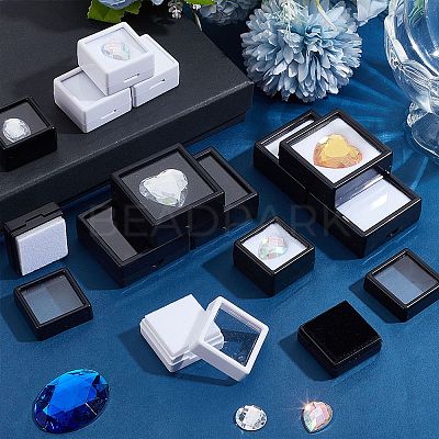 30Pcs 6 Styles Square ABS Plastic & Acrylic Loose Diamond Storage Boxes CON-WR0001-09-1