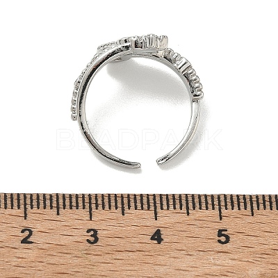 Brass Micro Pave Cubic Zirconia Cuff Open Rings RJEW-C163-11P-1