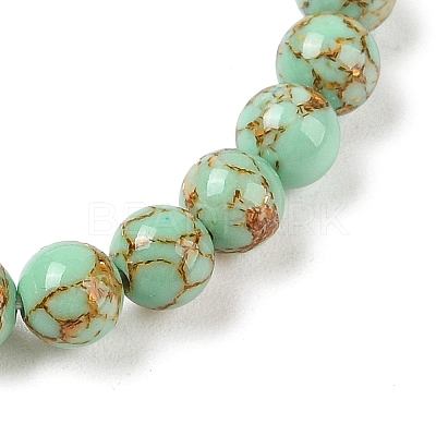 Synthetic Turquoise(Dyed) Round Beaded Stretch Bracelets G-U005-01A-07-1