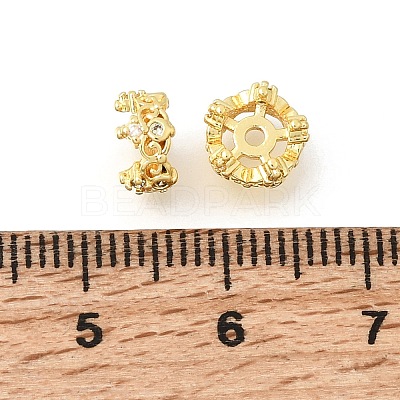Brass Micro Pave Clear Cubic Zirconia Spacer Beads KK-Z156-08G-02-1