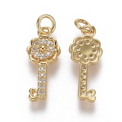 Brass Micro Pave Cubic Zirconia Pendants ZIRC-F115-03G-1