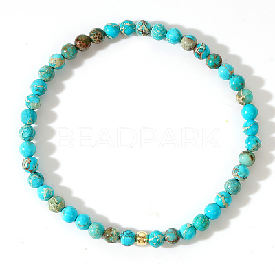Dyed Natural Imperial Jasper Round Beaded Stretch Bohemian Bracelets OI9972-1-1