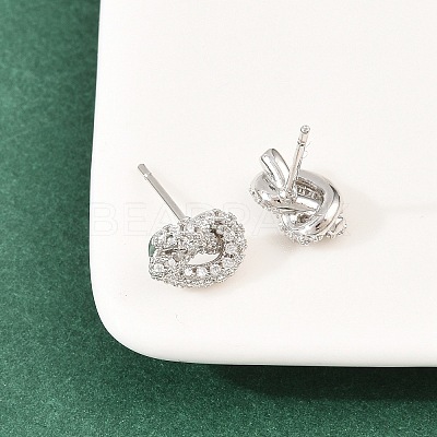 knot Brass Micro Pave Cubic Zirconia Stud Earrings EJEW-C174-01P-06-1