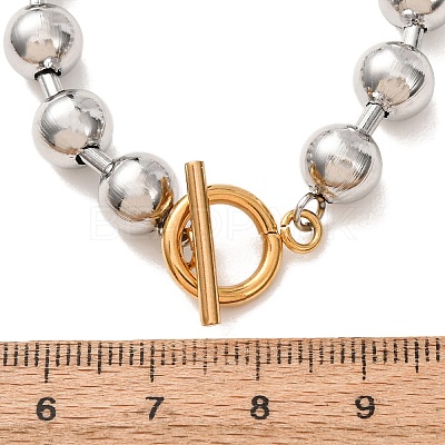 201 Stainless Steel Ball Chain Necklaces with Golden Tone OT Clasps SA-CBAD3BB-05P-1